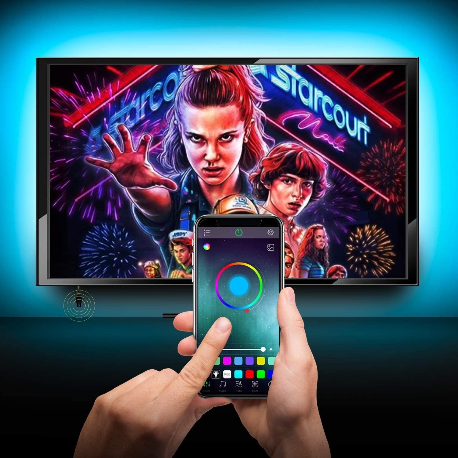 RGB TV LED Backlight Strip USB Powered, 24in-60in,Bluetooth APP